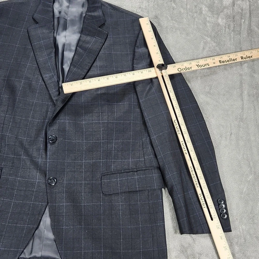 Peter Millar Blazer Mens 42R Gray Plaid Wool Made In Canada Sport Coat Jacket